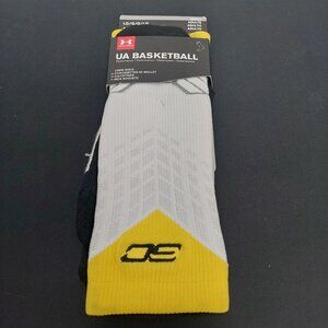 Under Armour Basketball Socks Adult LG Large Crew Performance UA Yellow White